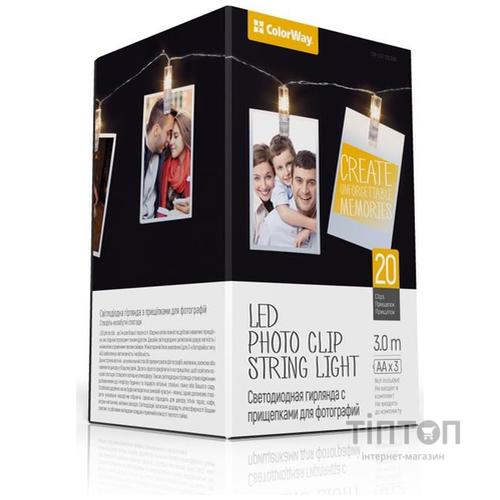 Гірлянда з прищепками ColorWay (CW-LCP-20L30B) 20 LED, 3м