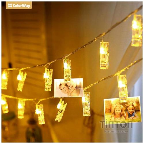 Гірлянда з прищепками ColorWay (CW-LCP-20L30B) 20 LED, 3м