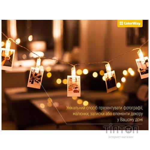 Гірлянда з прищепками ColorWay (CW-LCP-20L30B) 20 LED, 3м