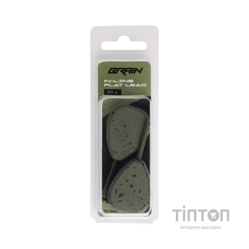 Грузило Brain In-Line Flat Lead 110g 2шт/уп Green (1858.32.07)