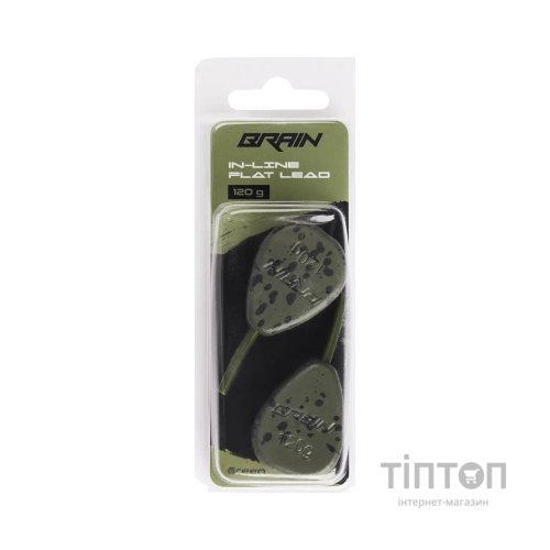 Грузило Brain In-Line Flat Lead 120g 2шт/уп Green (1858.32.08)