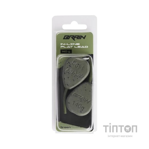 Грузило Brain In-Line Flat Lead 140g 2шт/уп Green (1858.32.10)