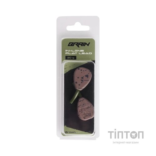 Грузило Brain In-Line Flat Lead 30g 2шт/уп Brown (1858.32.12)