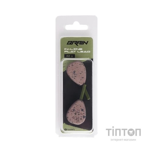 Грузило Brain In-Line Flat Lead 42g 2шт/уп Brown (1858.32.13)
