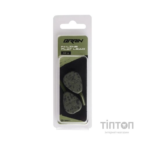 Грузило Brain In-Line Flat Lead 42g 2шт/уп Green (1858.32.03)