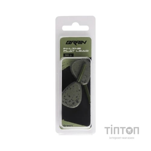 Грузило Brain In-Line Flat Lead 56g 2шт/уп Green (1858.32.04)