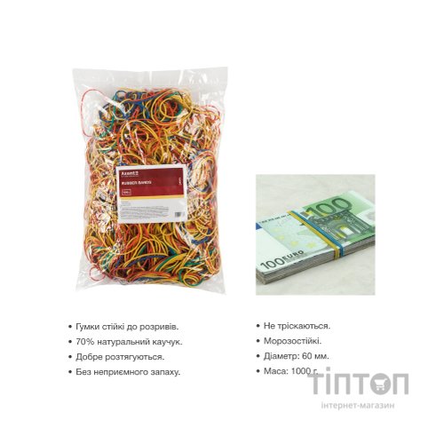 Гумки для грошей Delta by Axent assorted colors, 1000г (D4623)