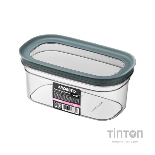 Харчовий контейнер Ardesto Fresh 1л, пластик, прямокутна, сірий (AR1308GG)