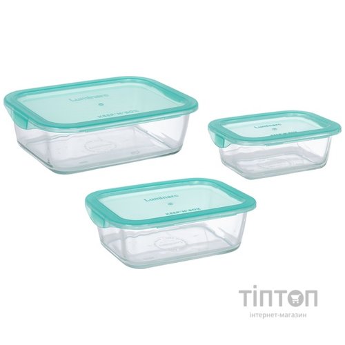Харчовий контейнер Luminarc Keep'n Box Lagoon набор 3шт прямоуг. 380мл/820мл/1220мл + су (P6634)