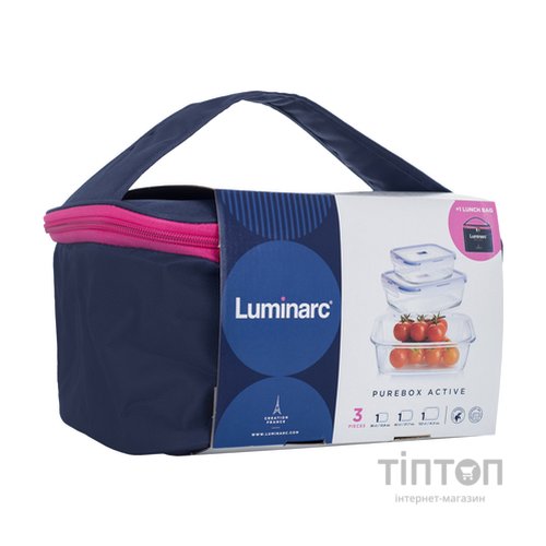 Харчовий контейнер Luminarc Pure Box Active набор 3шт прямоуг. 380мл/820мл/1220мл + сумк (P4129)