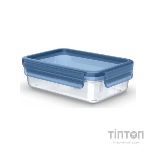 Харчовий контейнер Tefal Master Seal Eco 0,8л, прямокутний, пластик, прозорий, блакитний (N1171318)