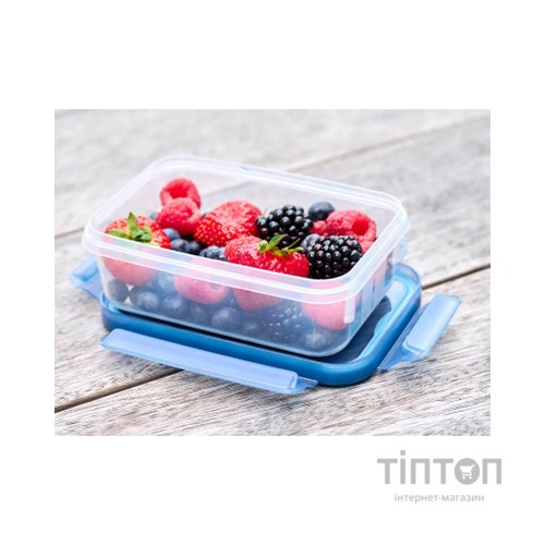 Харчовий контейнер Tefal Master Seal Eco 0,8л, прямокутний, пластик, прозорий, блакитний (N1171318)