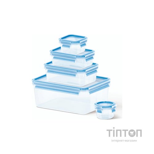 Харчовий контейнер Tefal Master Seal набір 5 шт, прозорий, синій (K3029012)