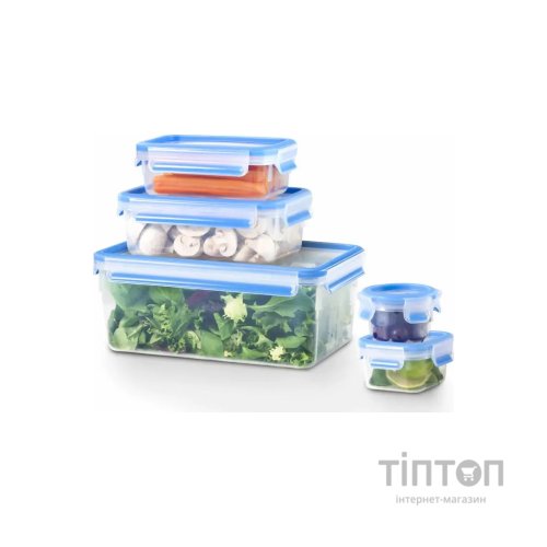Харчовий контейнер Tefal Master Seal набір 5 шт, прозорий, синій (K3029012)