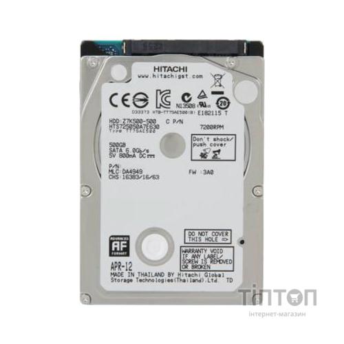 Жорсткий диск для ноутбука 2.5" 500GB WDC Hitachi HGST (0J38075 / HTS725050A7E630)