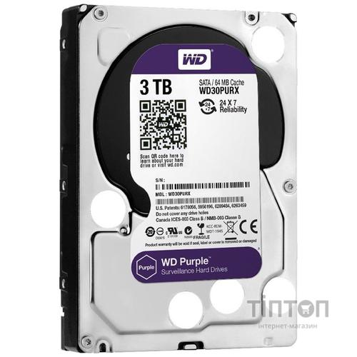 HDD SATA 3.0TB WD Purple 5400rpm 64MB (WD30PURX) Refurbished
