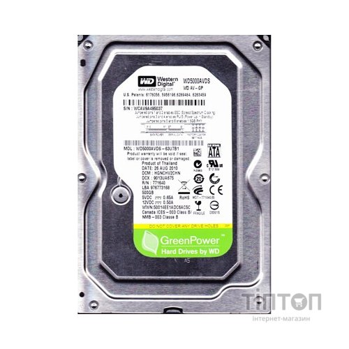 HDD SATA 500GB WD AV-GP 32MB (WD5000AVDS) гар. 12 міс.