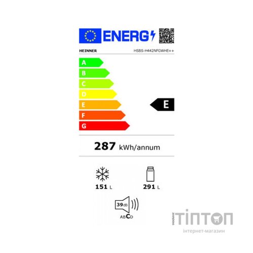 Холодильник HEINNER HSBS-H442NFGWHE++