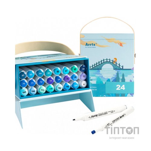 Художній маркер Arrtx Спиртові Alp ASM-02BU 24 кольори Сині відтінки (LC302215)