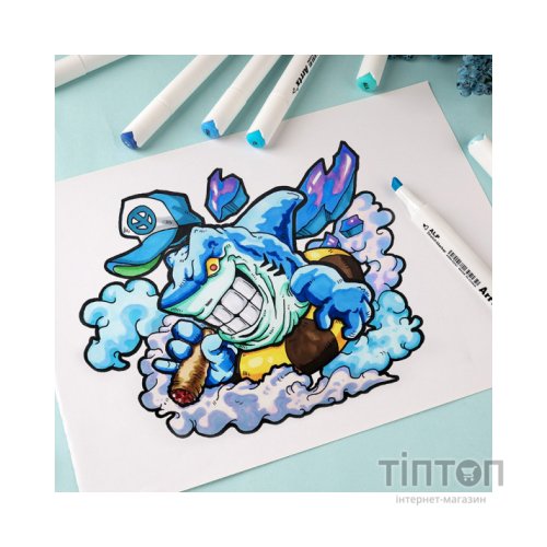 Художній маркер Arrtx Спиртові Alp ASM-02BU 24 кольори Сині відтінки (LC302215)