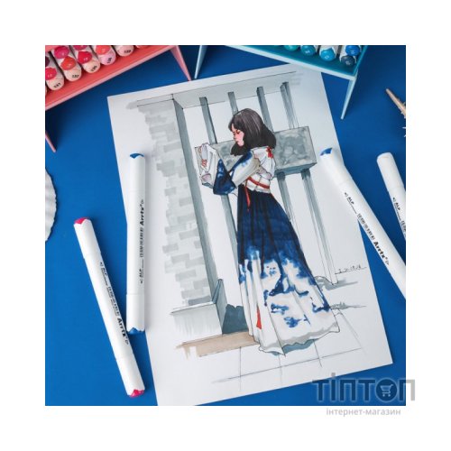 Художній маркер Arrtx Спиртові Alp ASM-02BU 24 кольори Сині відтінки (LC302215)