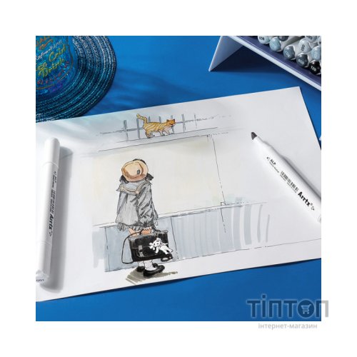 Художній маркер Arrtx Спиртові Alp ASM-02GY 32 кольори Сірі відтінки (LC302277)