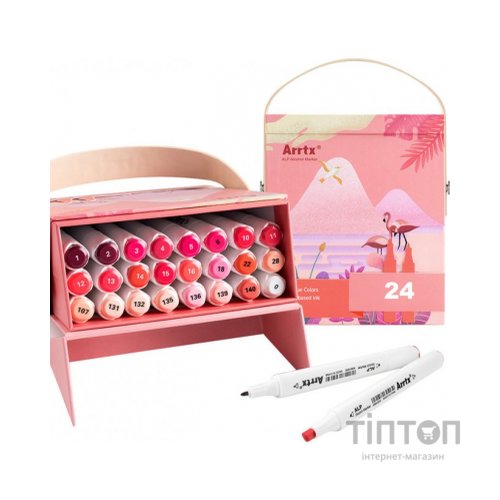 Художній маркер Arrtx Спиртові Alp ASM-02RD 24 кольори Червоні відтінки (LC302253)
