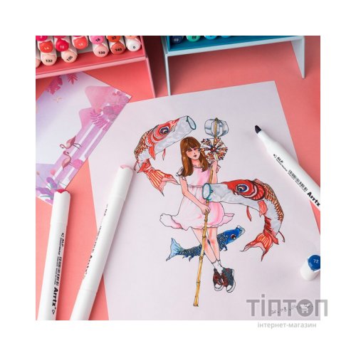 Художній маркер Arrtx Спиртові Alp ASM-02RD 24 кольори Червоні відтінки (LC302253)