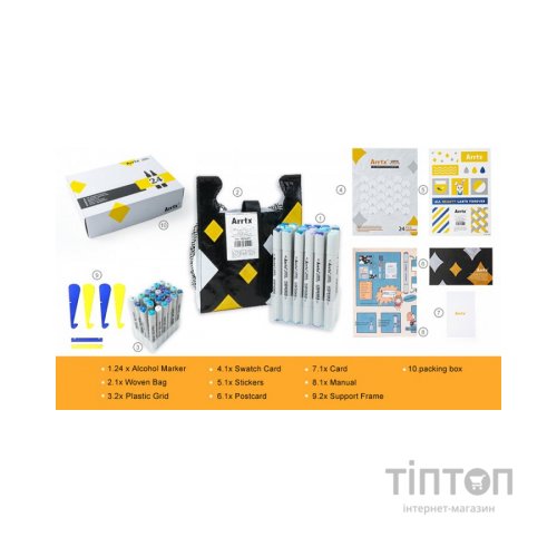 Художній маркер Arrtx Спиртові Oros ASM-03BU 24 кольори, сині відтінки (LC302529)
