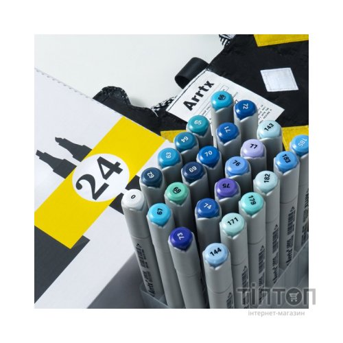 Художній маркер Arrtx Спиртові Oros ASM-03BU 24 кольори, сині відтінки (LC302529)