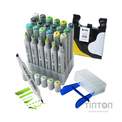 Художній маркер Arrtx Спиртові Oros ASM-03GN 24 кольори, зелені відтінки (LC302512)