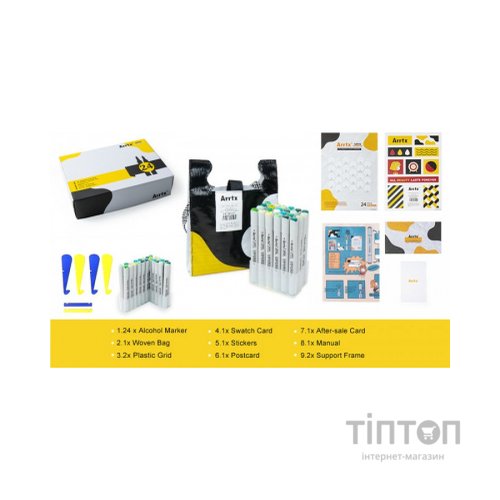 Художній маркер Arrtx Спиртові Oros ASM-03GN 24 кольори, зелені відтінки (LC302512)