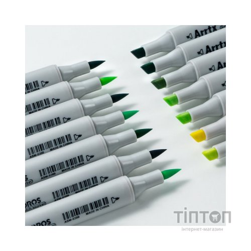Художній маркер Arrtx Спиртові Oros ASM-03GN 24 кольори, зелені відтінки (LC302512)