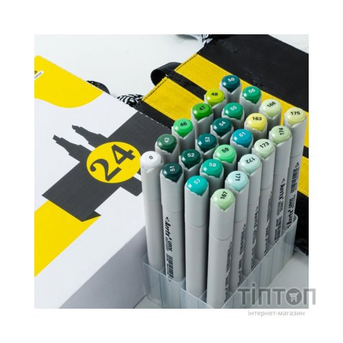 Художній маркер Arrtx Спиртові Oros ASM-03GN 24 кольори, зелені відтінки (LC302512)