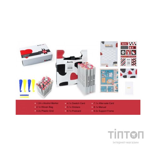 Художній маркер Arrtx Спиртові Oros ASM-03RD 24 кольори, червоні відтінки (LC302536)