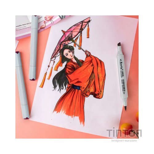 Художній маркер Arrtx Спиртові Oros ASM-03RD 24 кольори, червоні відтінки (LC302536)