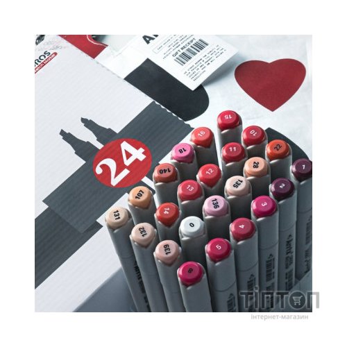 Художній маркер Arrtx Спиртові Oros ASM-03RD 24 кольори, червоні відтінки (LC302536)