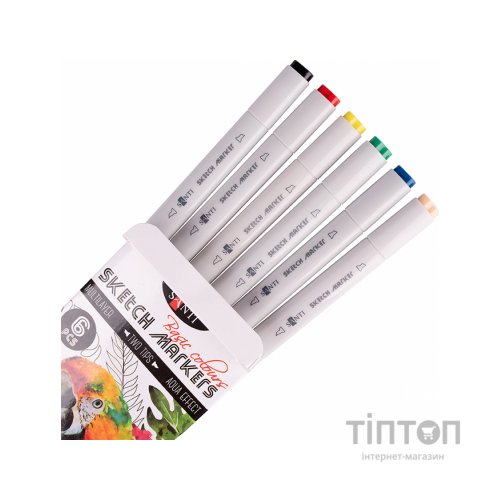 Художній маркер Santi набір двосторонніх sketch Basic Colours 6 шт (390546)