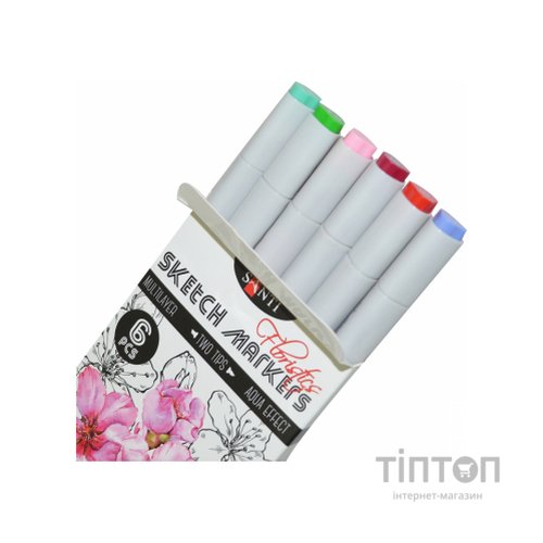 Художній маркер Santi набір двосторонніх sketch Floristics 6 шт (390569)