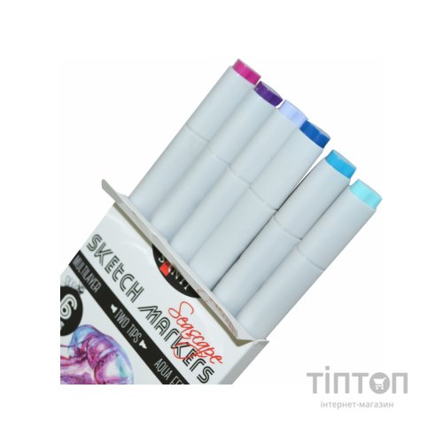 Художній маркер Santi набір двосторонніх sketch Seascape 6 шт (390567)