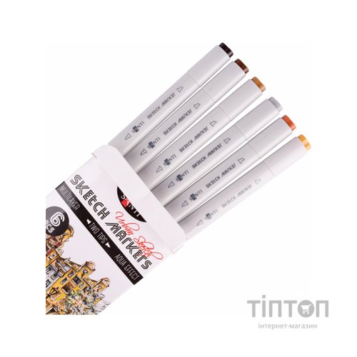 Художній маркер Santi набір двосторонніх sketch Urban 6 шт (390548)