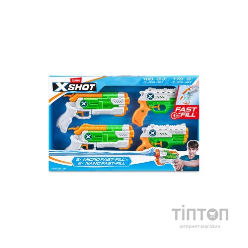 Іграшкова зброя Zuru X-Shot Набір водних бластерів Fast Fill Combo Pack 2 Micro And 2 Nano (11856R)