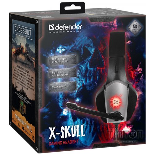 Ігрова гарнітура Defender X-Skull чорно-сіра, кабель 2.1 м (64585)