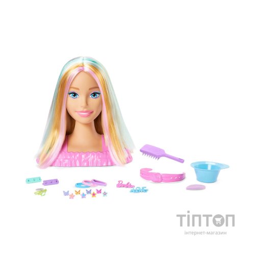Ігровий набір Barbie Лялька-манекен для зачісок "Кольорове перевтілення" Barbie з аксесуарами (JFG81)