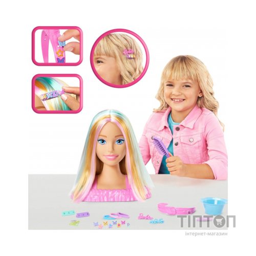 Ігровий набір Barbie Лялька-манекен для зачісок "Кольорове перевтілення" Barbie з аксесуарами (JFG81)