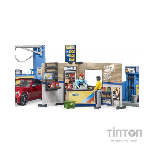 Ігровий набір Bruder АЗС з автомийкою, автомобілем та фігурками (62111)