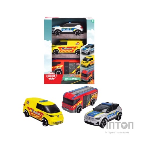 Ігровий набір Dickie Toys Команда SOS поліція, швидка та пожежна машини (3712028)