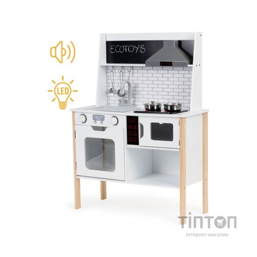Ігровий набір Ecotoys дерев'яна ігрова кухня STYLE зі звуковими та світловими ефектами (PLK537)