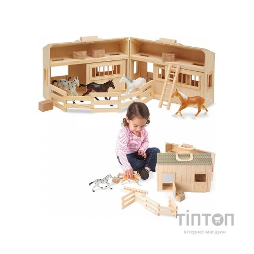 Ігровий набір Melissa&Doug Дерев'яна конюшня з конячками (MD3704)