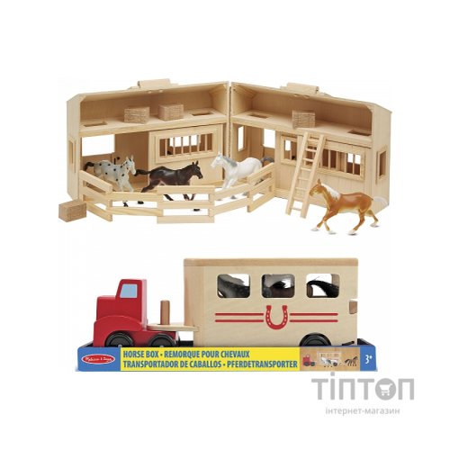 Ігровий набір Melissa&Doug Дерев'яна конюшня з конячками (MD3704)